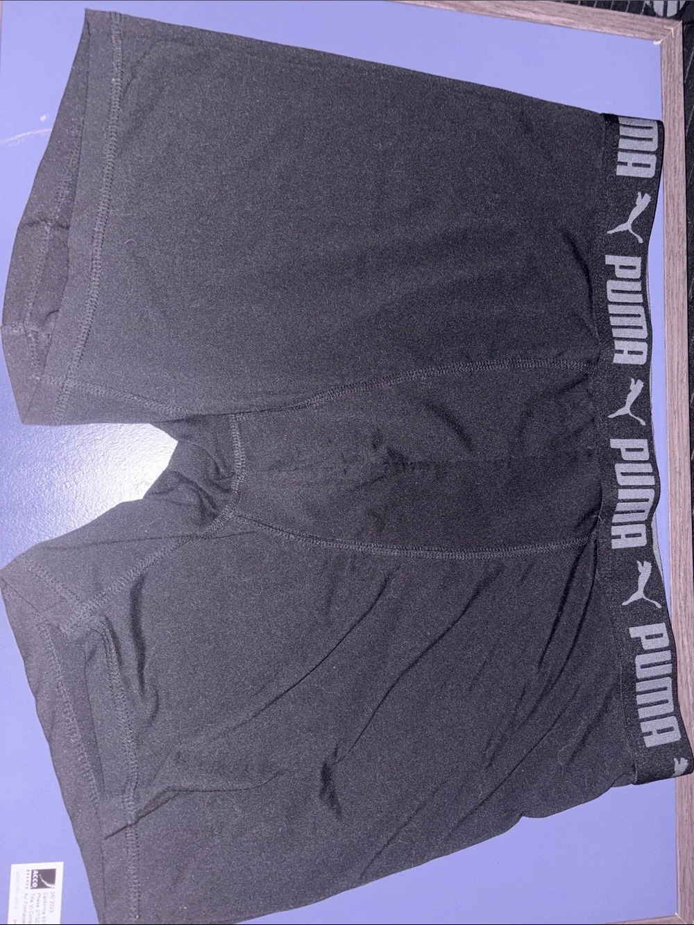 Puma Black Athletic Compression Shorts with Logo Waistband